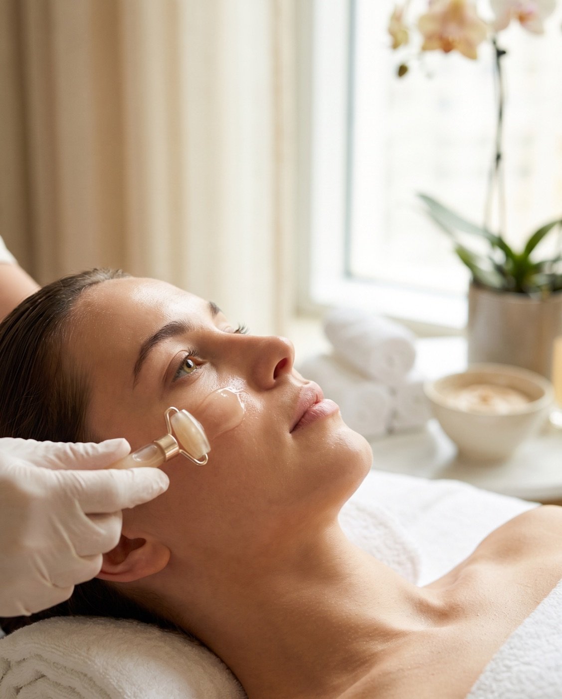 Microneedling-Behandlung an strahlender Haut